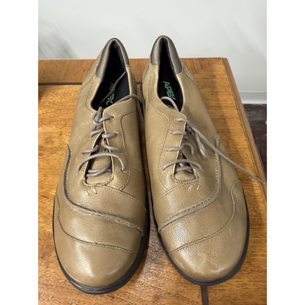 New Apex Women's 10.5 W Shoes Oxford Lace Up Taupe Leather Casual Comfort A532W